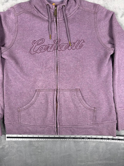 Carhartt Purple Zip-Up Hoodie Sweatshirt Size L