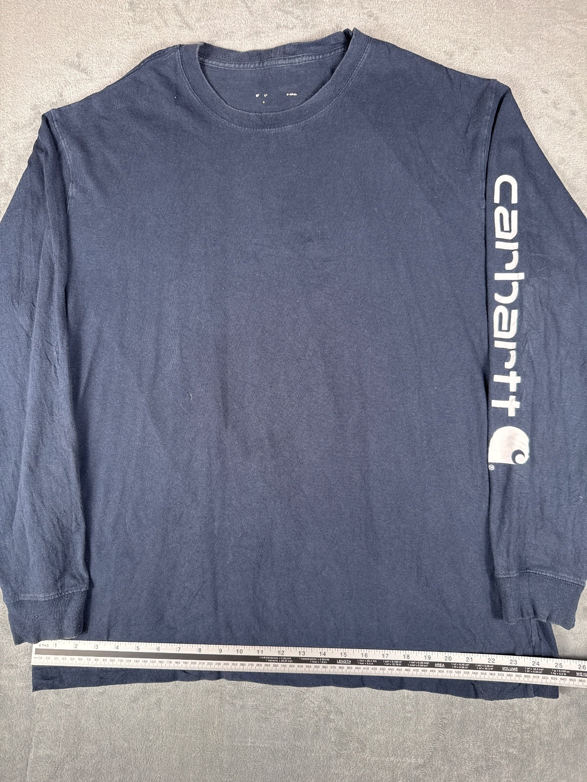 Vintage Carhartt Navy Blue Long Sleeve Logo T-Shirt - XXL*