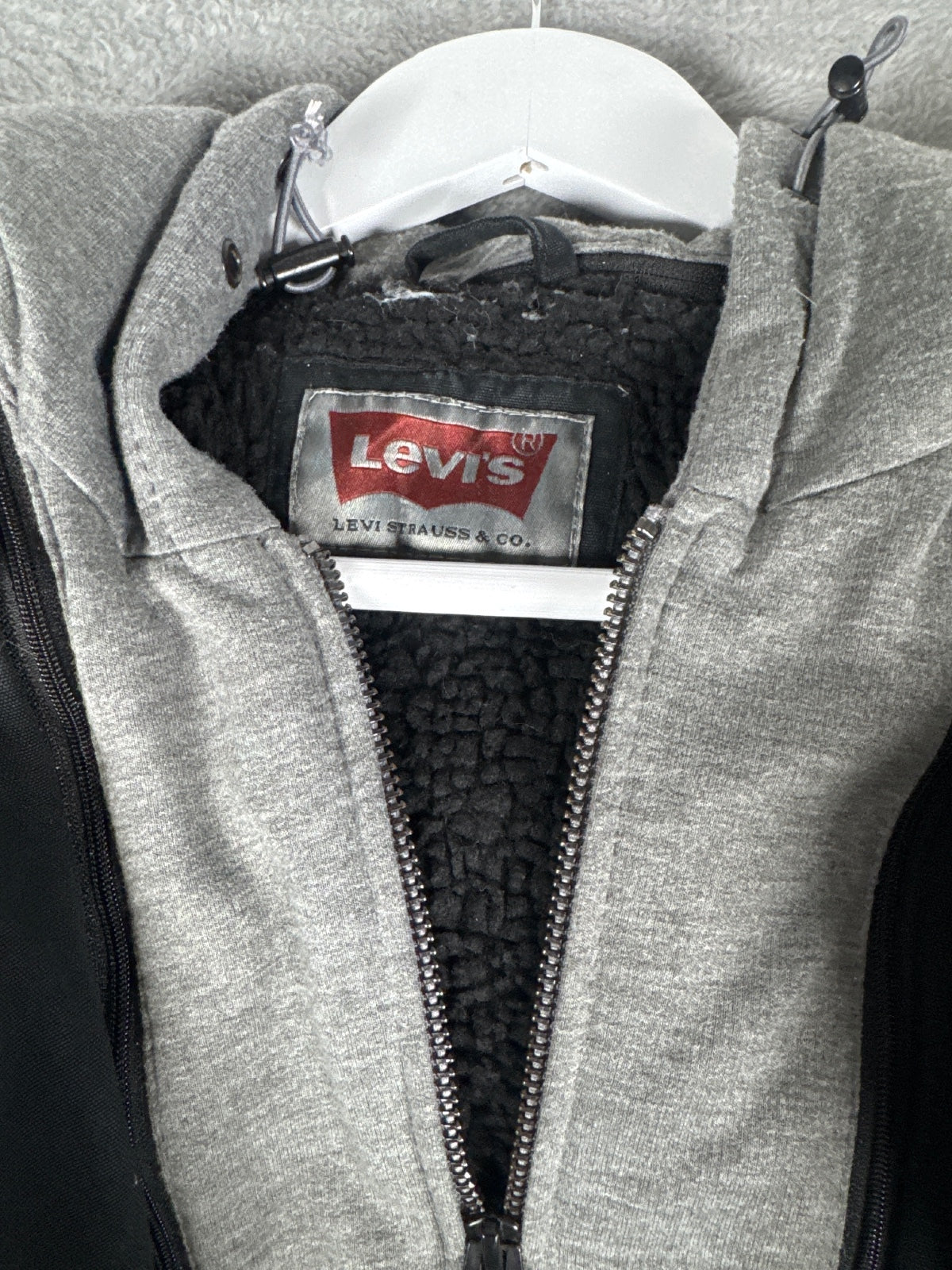 Levi's Black Casual Jacket with Grey Hooded Inner Layer - L