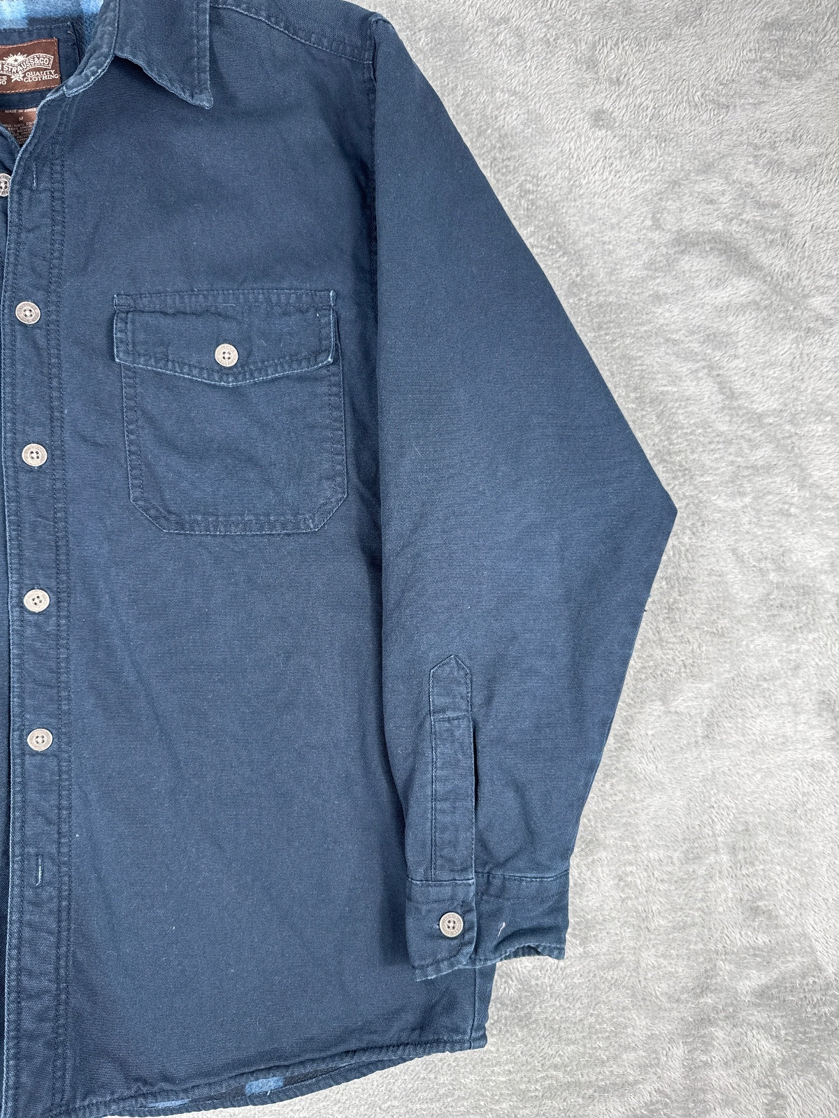 Levi's Navy Blue Cotton Button-Up Shirt Jacket with Fleece L