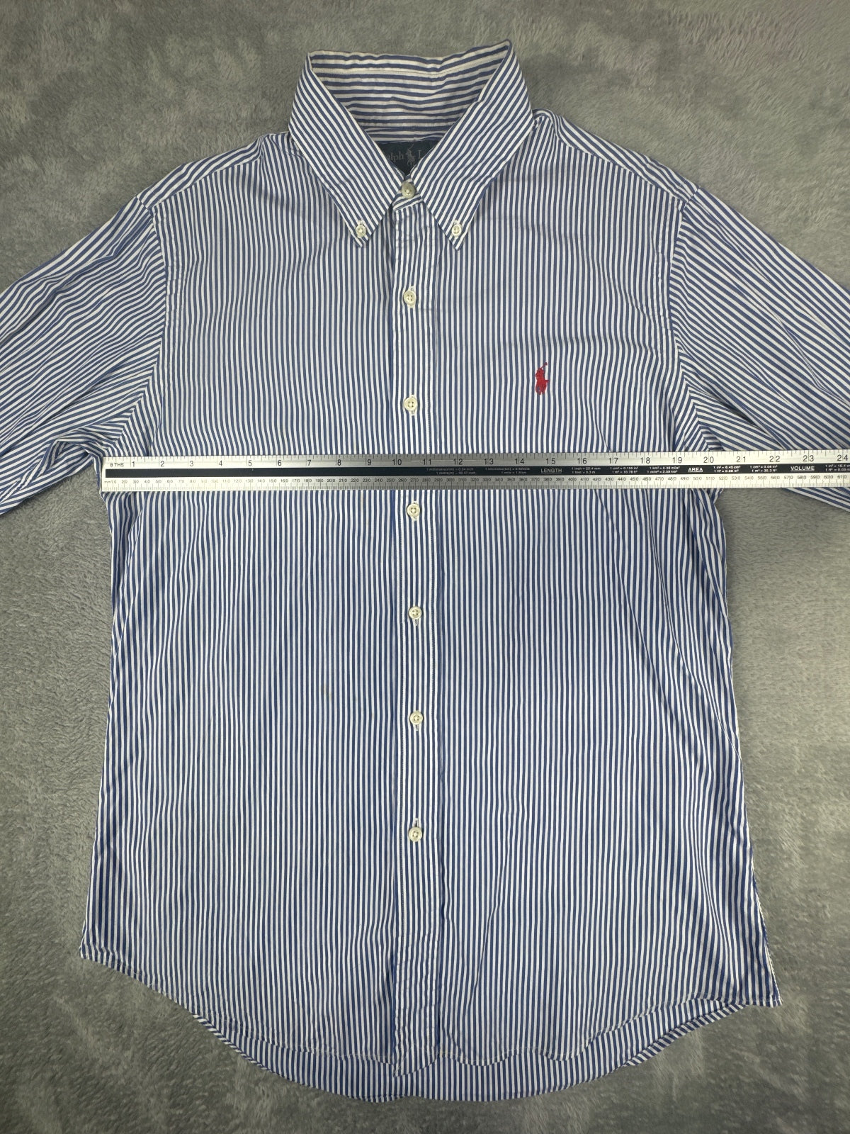 Ralph Lauren Custom Fit Blue and White Striped Shirt Size M