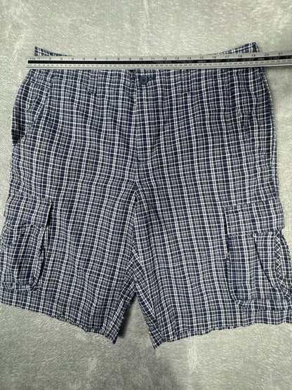 Tommy Hilfiger Men's Navy Blue Plaid Cargo Shorts W36
