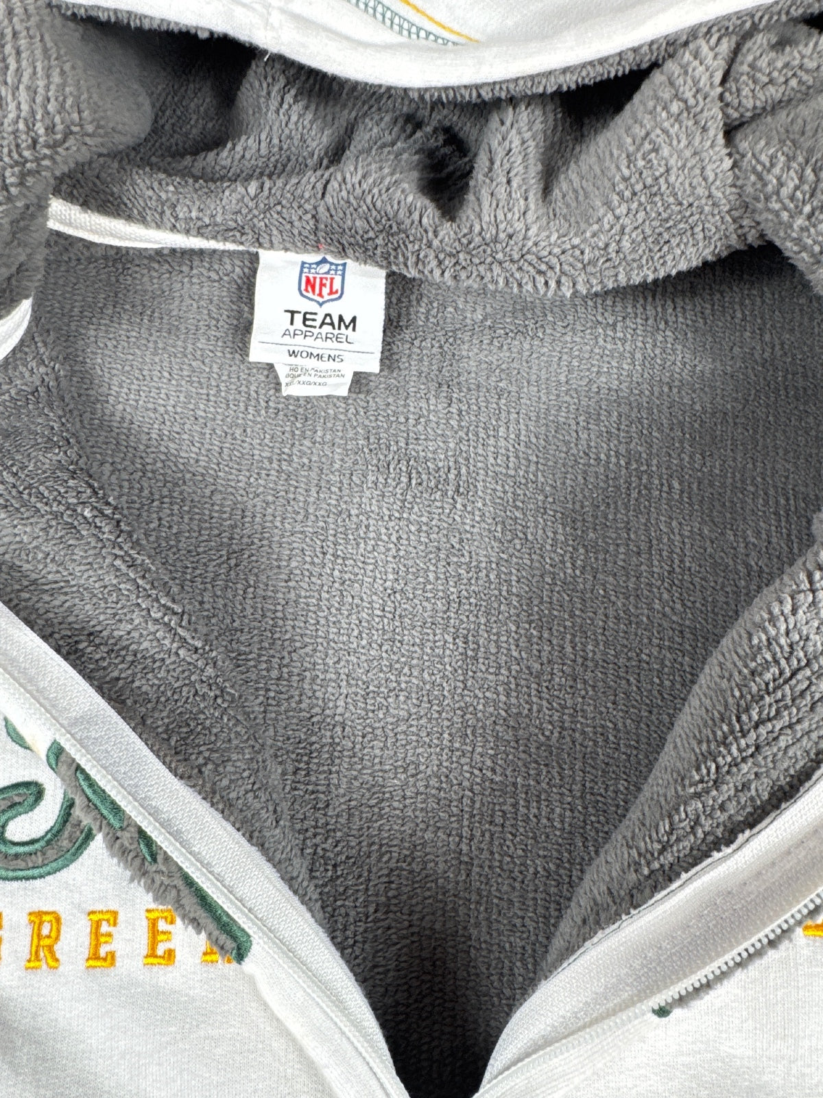 NFL Green Bay Packers White Zip-Up Hoodie  - XXL