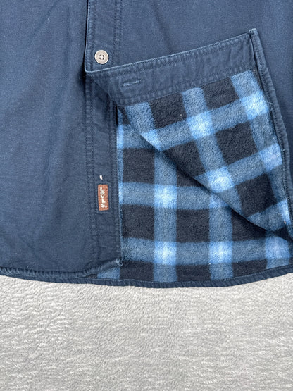 Levi's Navy Blue Cotton Button-Up Shirt Jacket with Fleece L