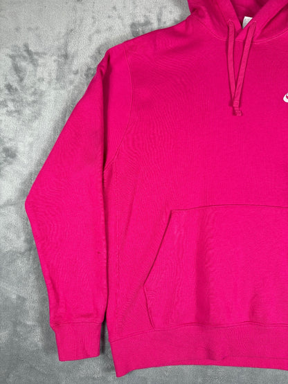 Nike Pink Pullover Hoodie with Front Pocket and Drawstring L