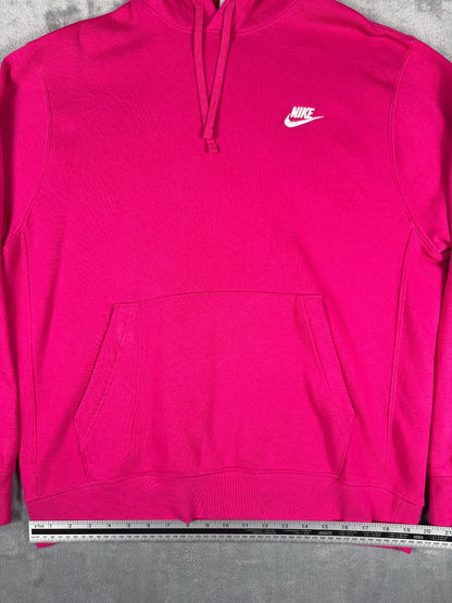 Nike Pink Pullover Hoodie with Front Pocket and Drawstring L