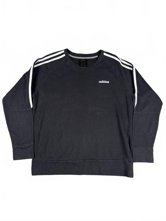 Retro Adidas Youth Black Sweatshirt with Stripes Size L16-18