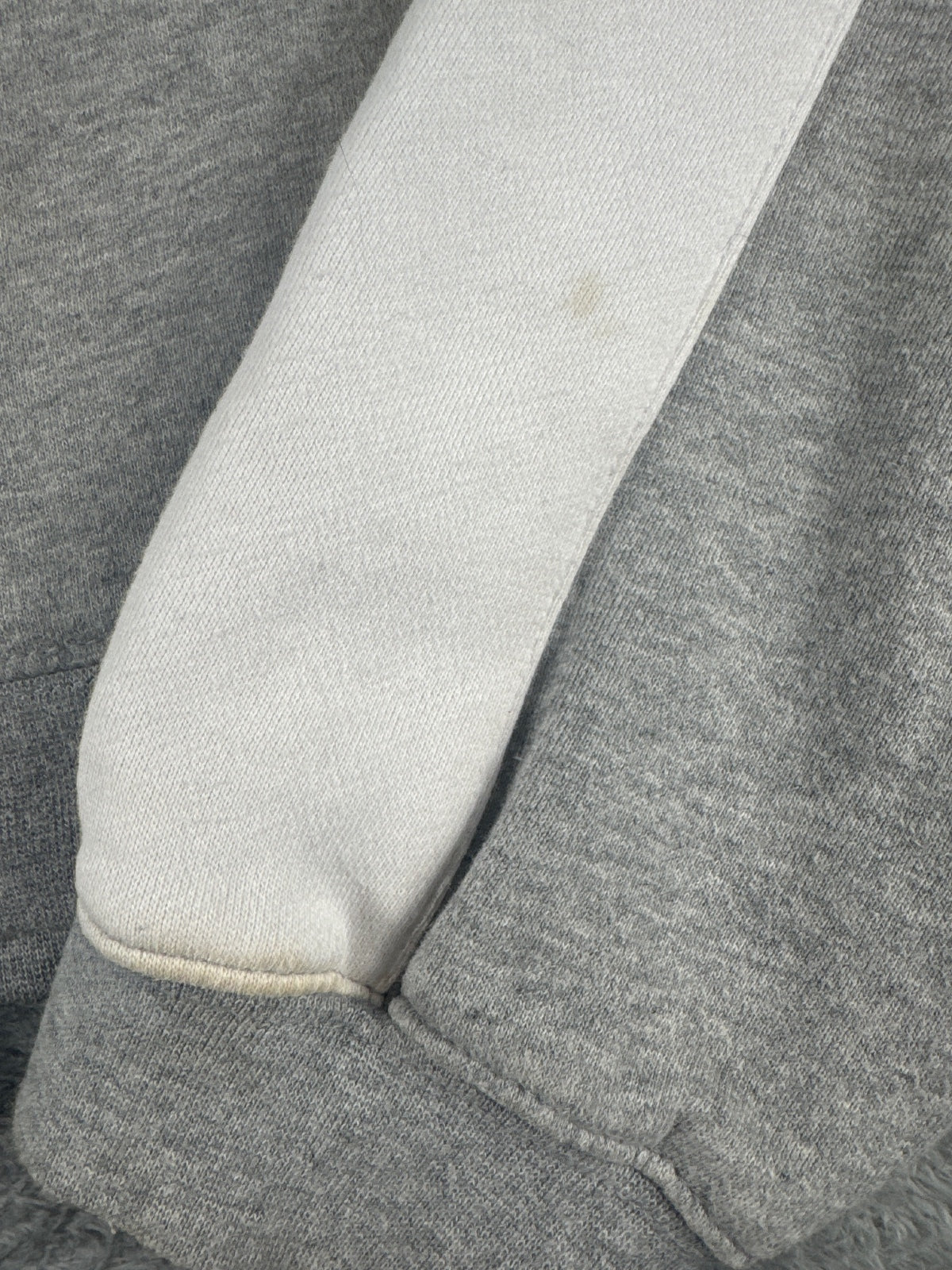 Stussy Grey and White Cropped Quarter Zip Sweatshirt Size 6