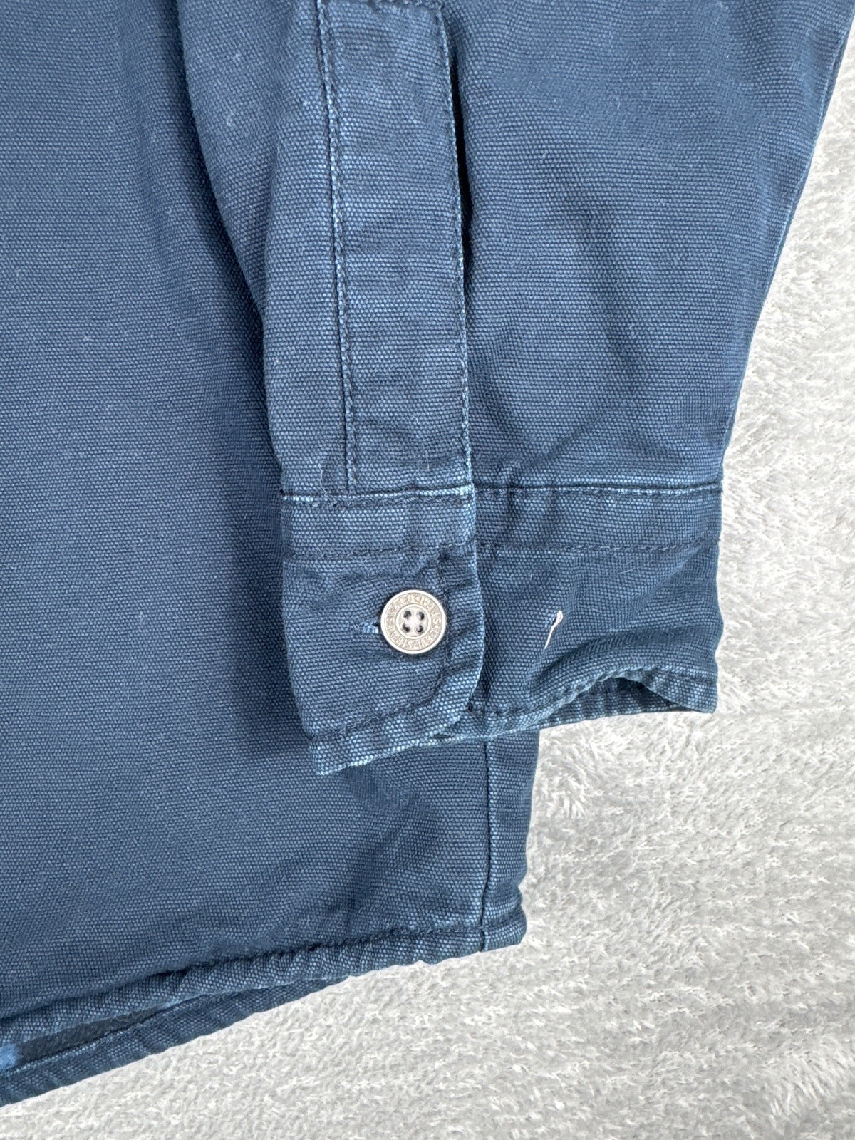 Levi's Navy Blue Cotton Button-Up Shirt Jacket with Fleece L