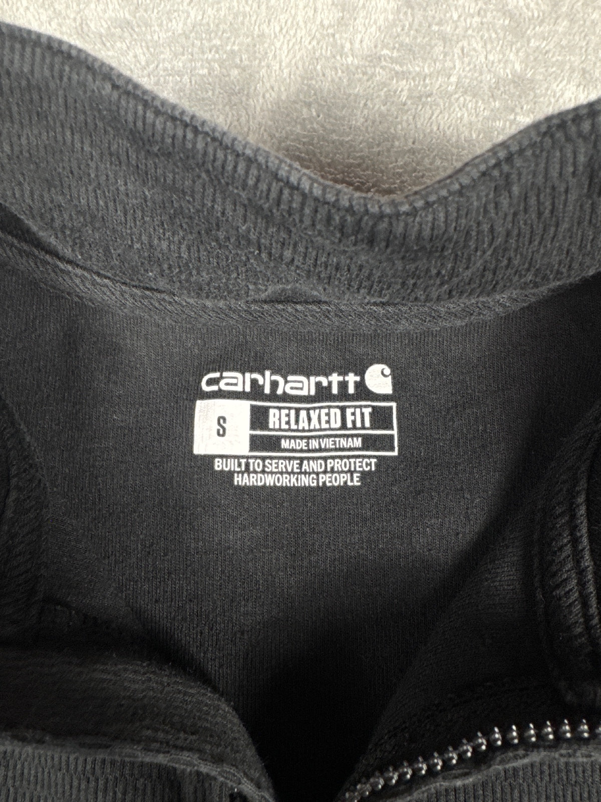 Carhartt Relaxed Fit Black Half-Zip Pullover Sweatshirt S