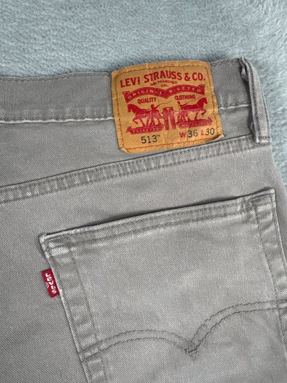 Levi's 513 Men's Slim Straight Fit Grey Jeans W36 L30
