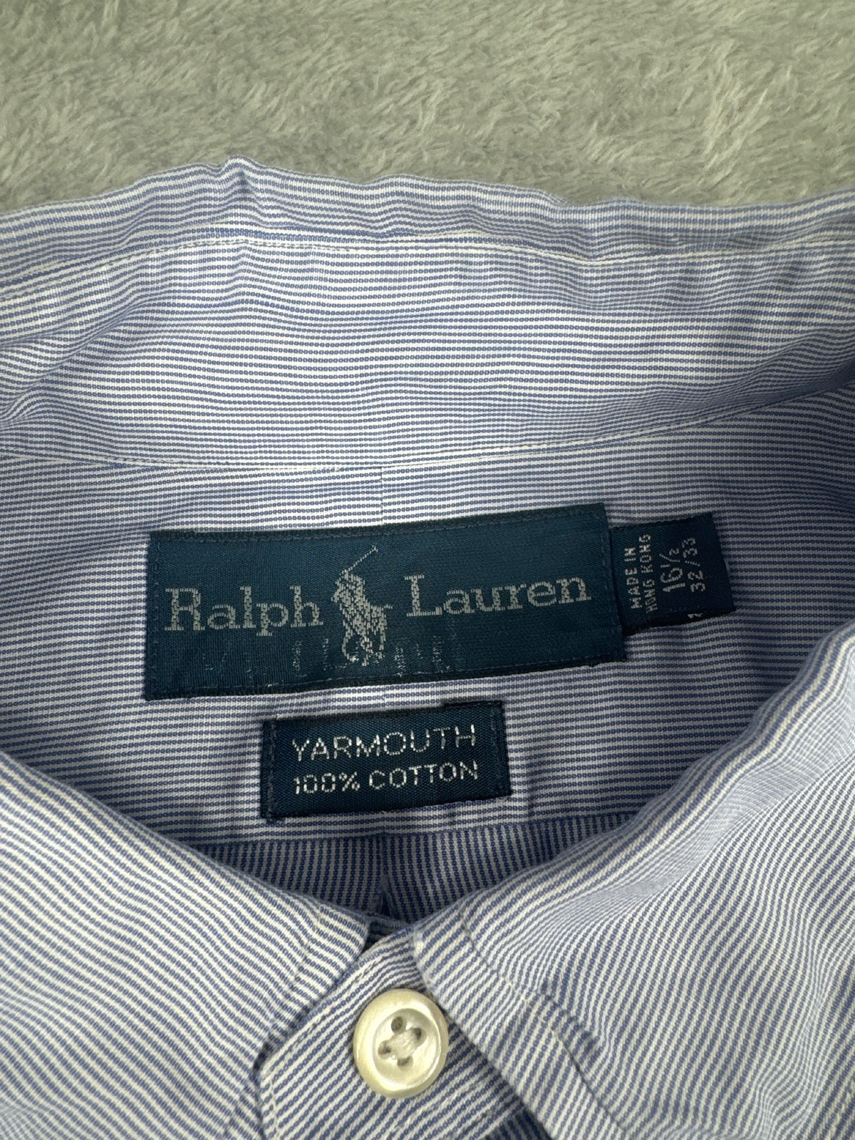 Ralph Lauren Yarmouth Blue Striped Cotton Shirt Size L