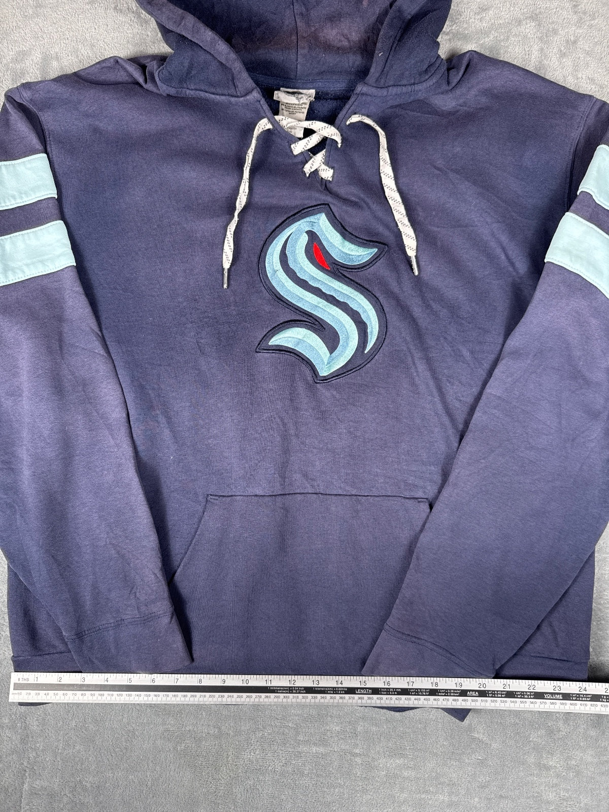 Southpaw Navy Blue Hoodie with Light Blue Stripes - 2XL