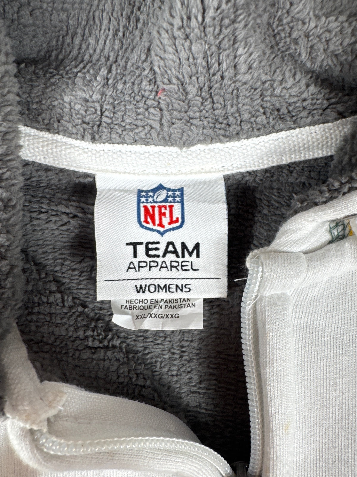 NFL Green Bay Packers White Zip-Up Hoodie  - XXL