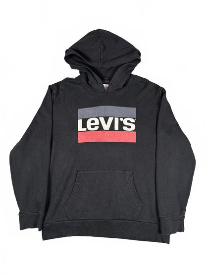 Levi's Black Hoodie with Logo Print, Size Large