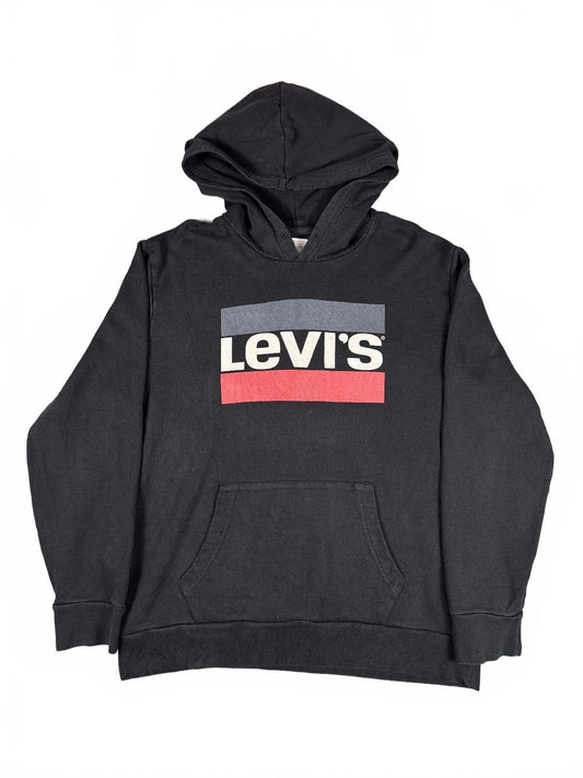 Levi's Black Hoodie with Logo Print, Size Large