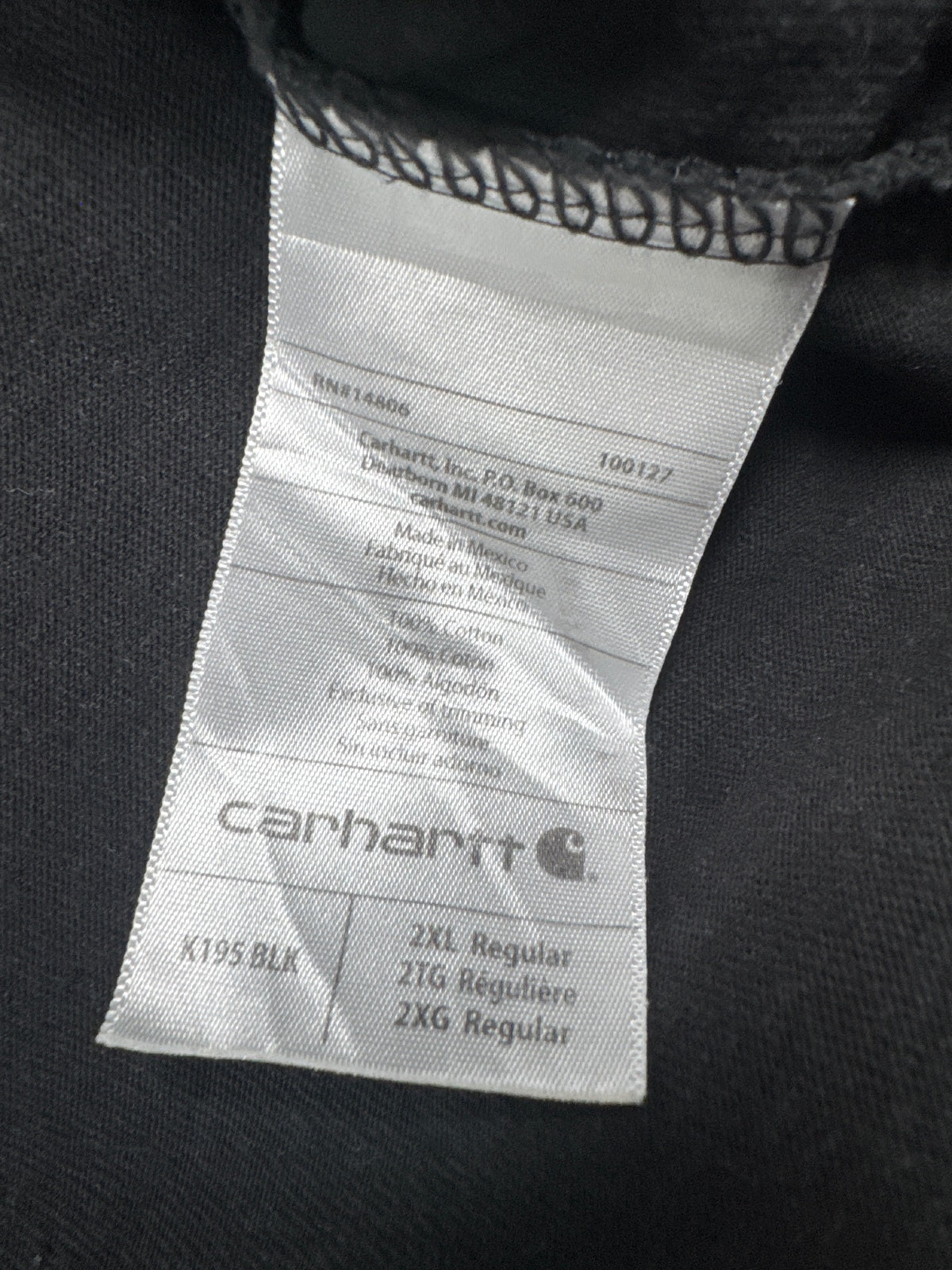 Carhartt Black Original Fit Logo T-Shirt Size 2XL