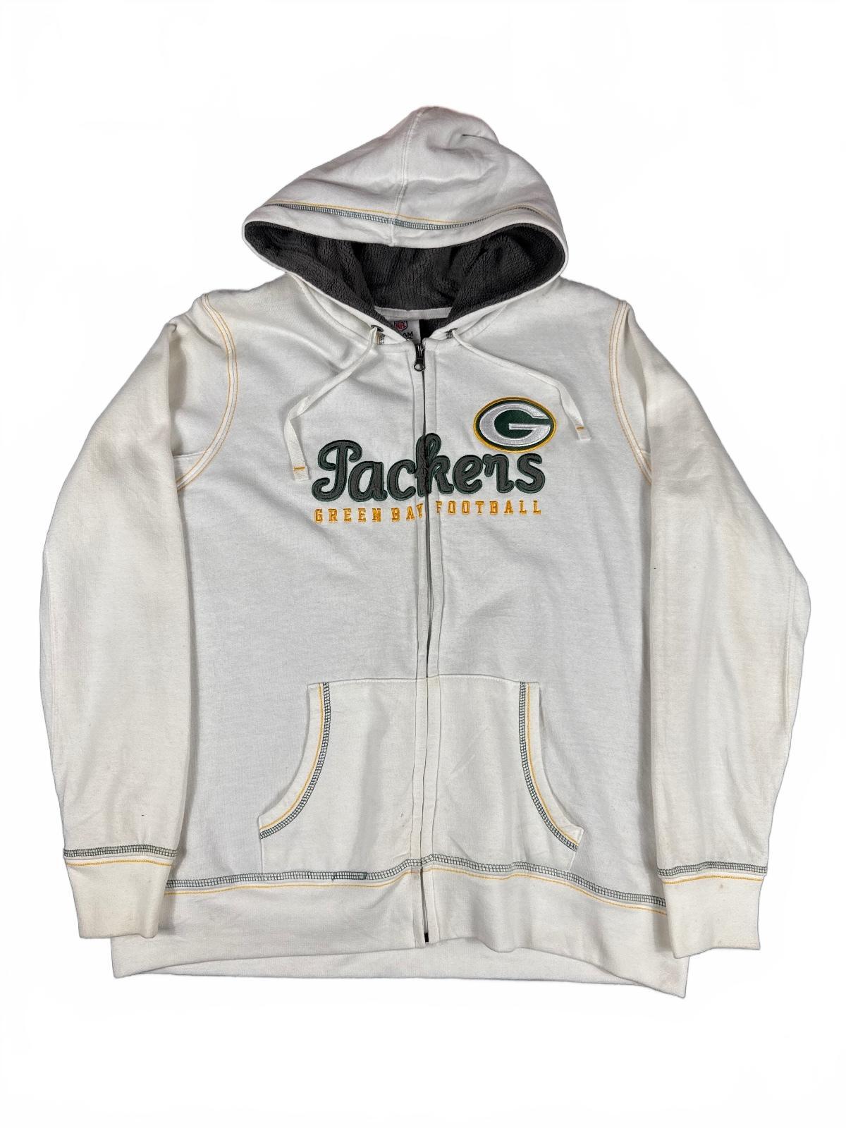 NFL Green Bay Packers White Zip-Up Hoodie  - XXL