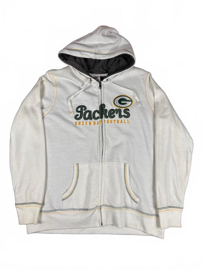 NFL Green Bay Packers White Zip-Up Hoodie  - XXL