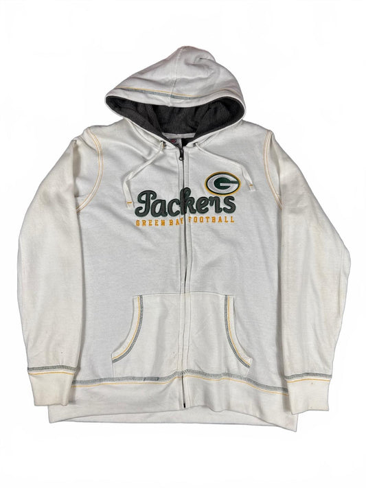 NFL Green Bay Packers White Zip-Up Hoodie  - XXL