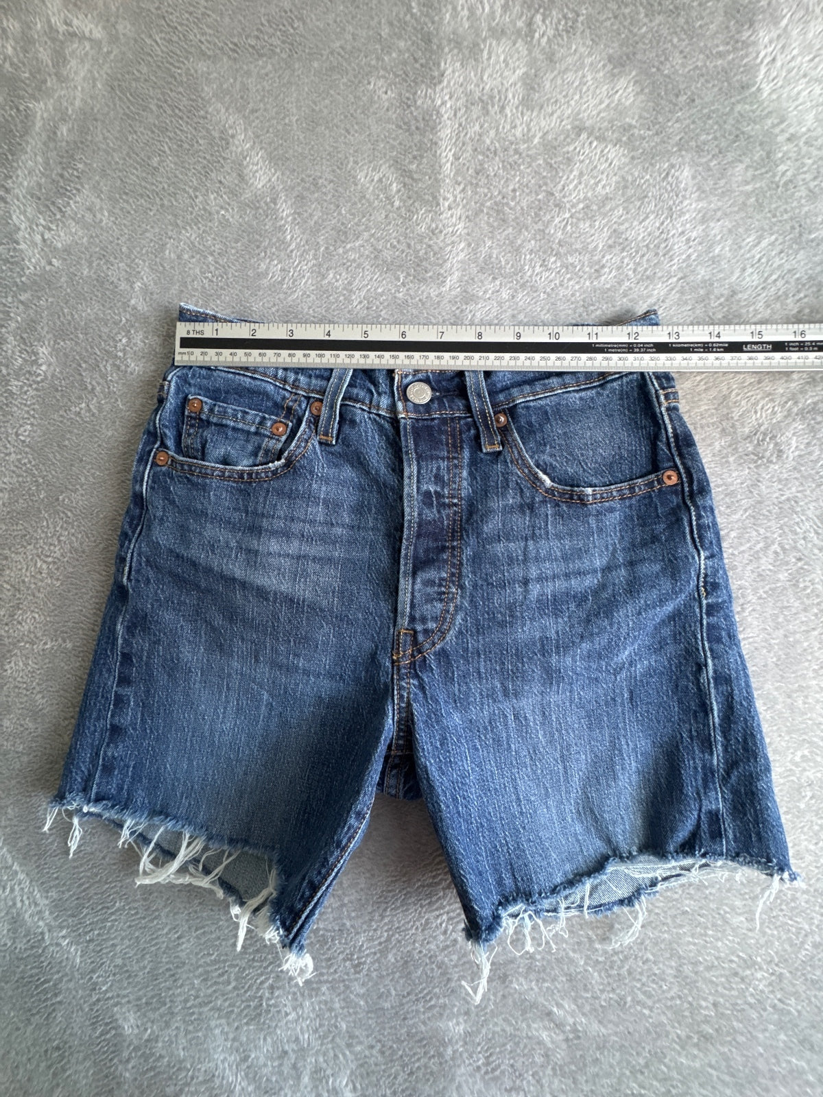 Levi's Premium Capital E 501 Blue Denim Cutoff Shorts W25