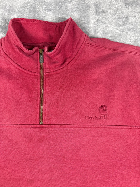 Carhartt Red Quarter Zip Pullover Sweatshirt - XL