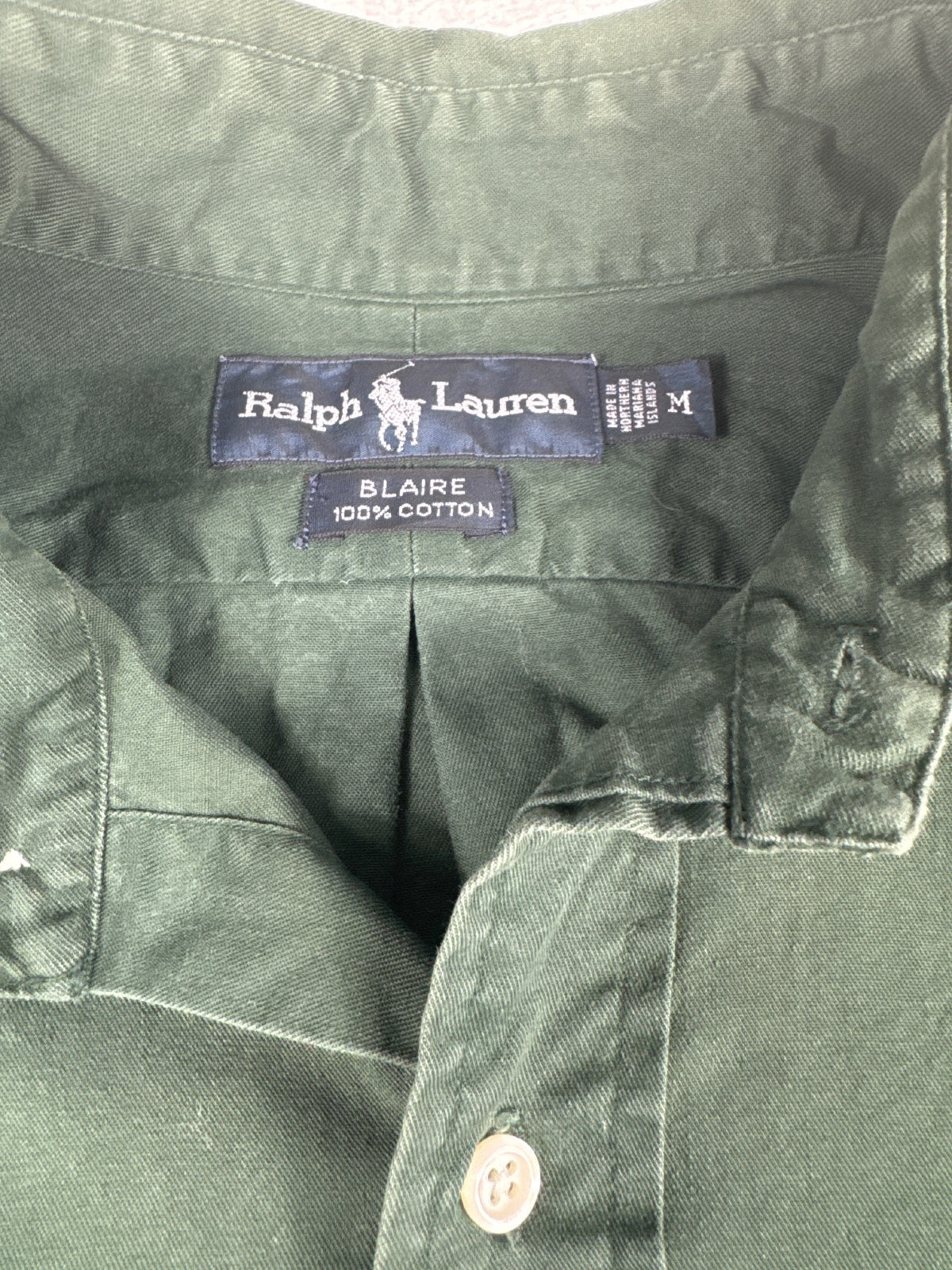 Ralph Lauren Blaire Green Cotton Long Sleeve Shirt Size M