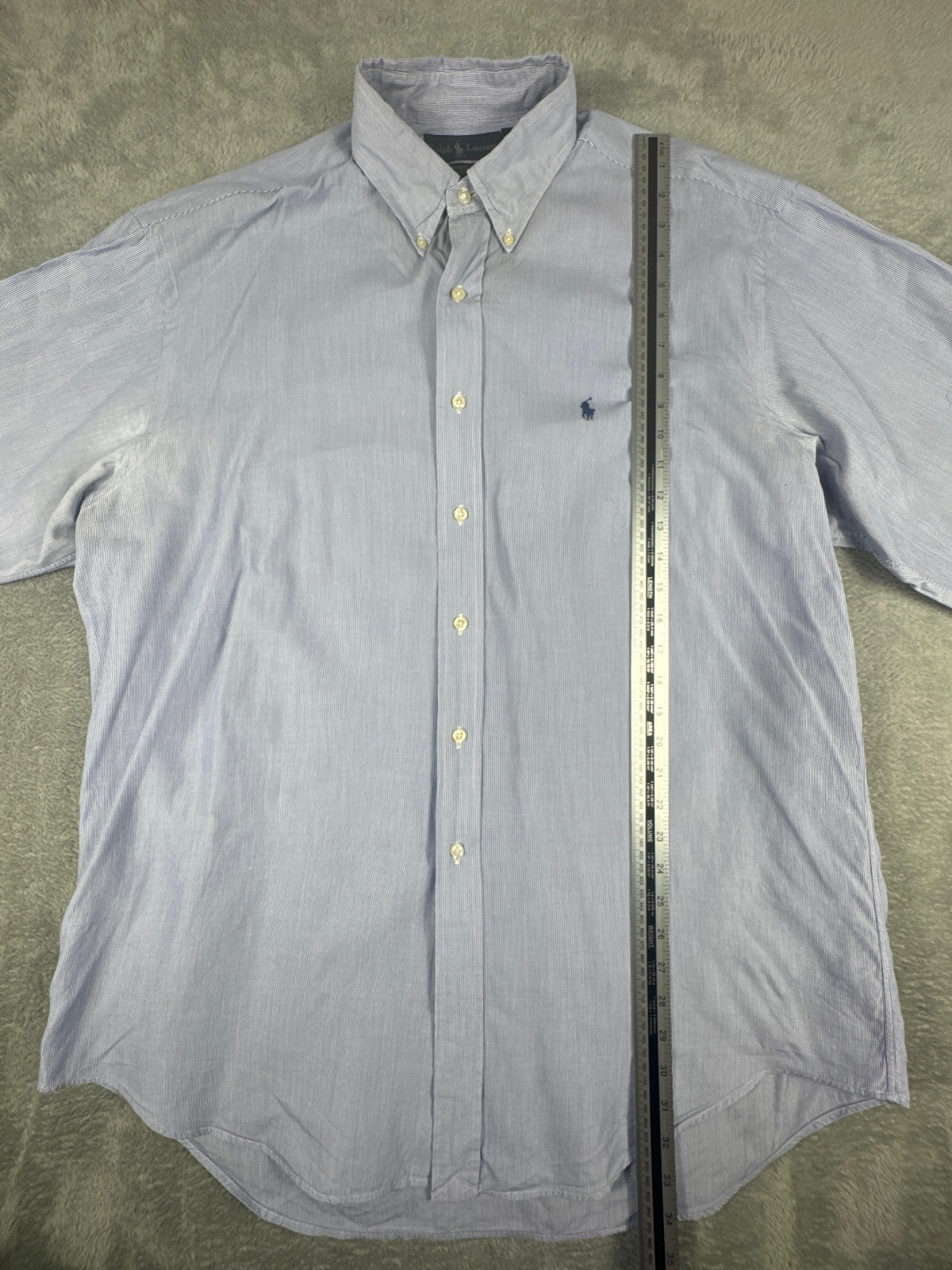 Ralph Lauren Yarmouth Blue Striped Cotton Shirt Size L