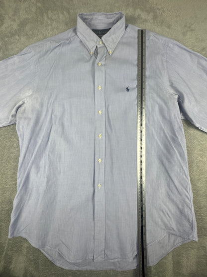 Ralph Lauren Yarmouth Blue Striped Cotton Shirt Size L