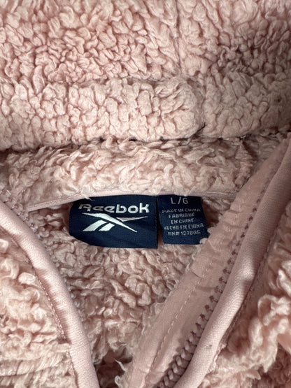 Reebok Pink Sherpa Fleece Hoodie Jacket Size L