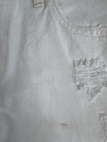 Levi's 501 White Denim Distressed Shorts W25