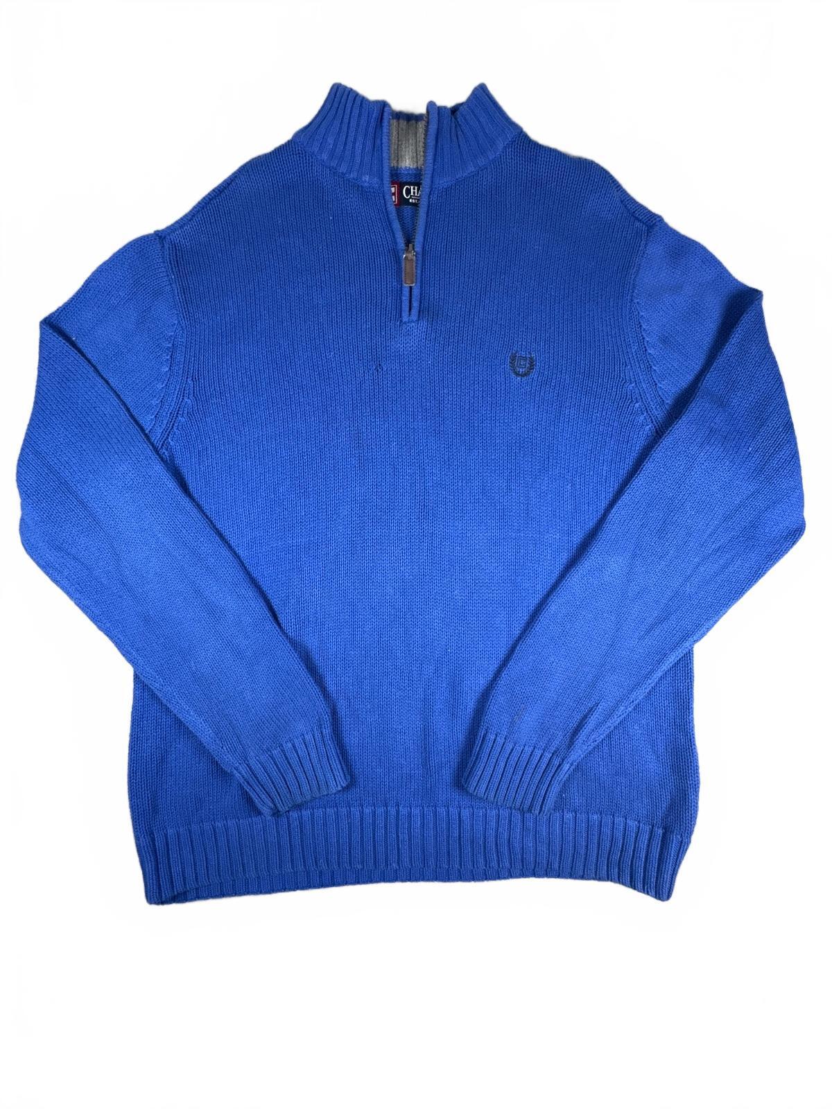 Chaps Blue Half-Zip Knit Sweater Size L
