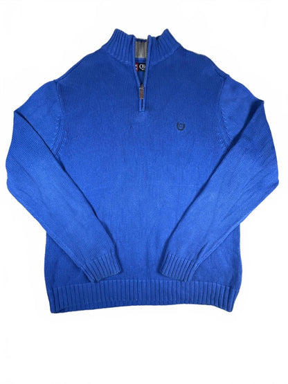 Chaps Blue Half-Zip Knit Sweater Size L