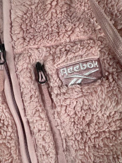 Reebok Pink Sherpa Fleece Hoodie Jacket Size L