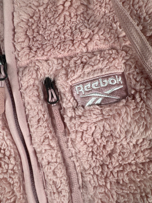 Reebok Pink Sherpa Fleece Hoodie Jacket Size L