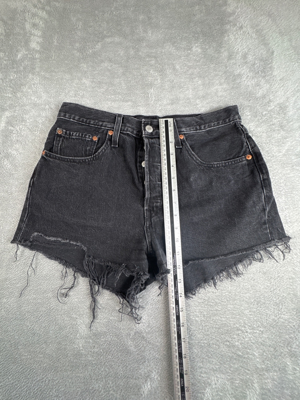 Levi's 501 Black Denim Cutoff Shorts W30