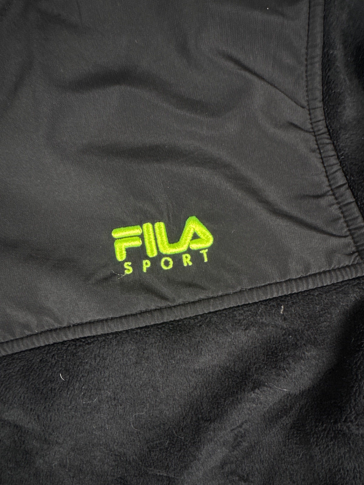 FILA Sport Black Fleece Jacket with Neon Logo Size XL