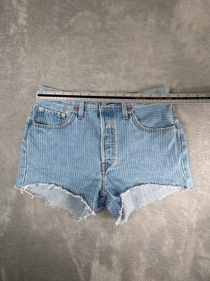 Levi's 501 Light Blue Denim Striped Cutoff Shorts W29