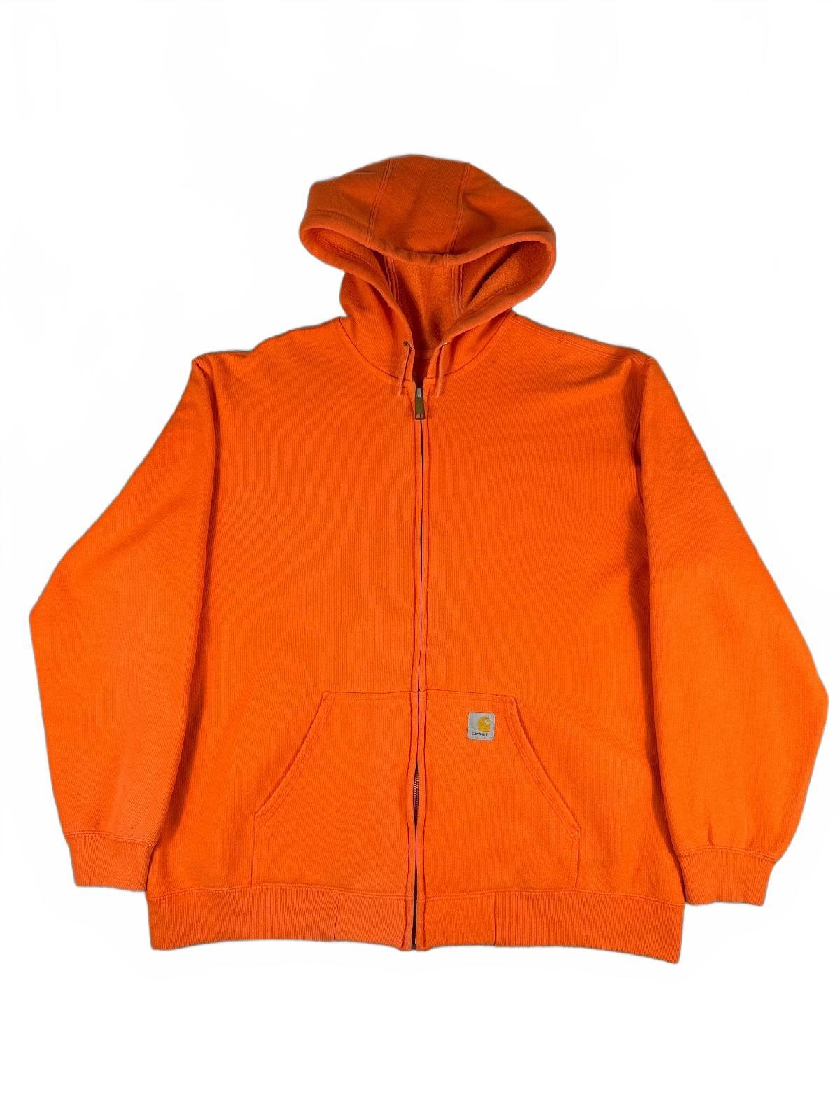 Vintage Retro Carhartt Orange Zip-Up Hoodie Sweatshirt XL