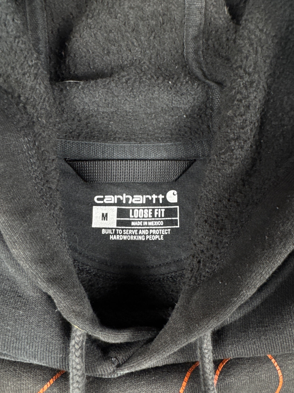 Carhartt Black Hoodie with Orange Logo Established 1889