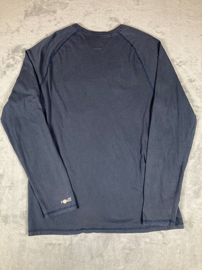 Carhartt Relaxed Fit Long Sleeve Navy Blue Pocket T-Shirt, M