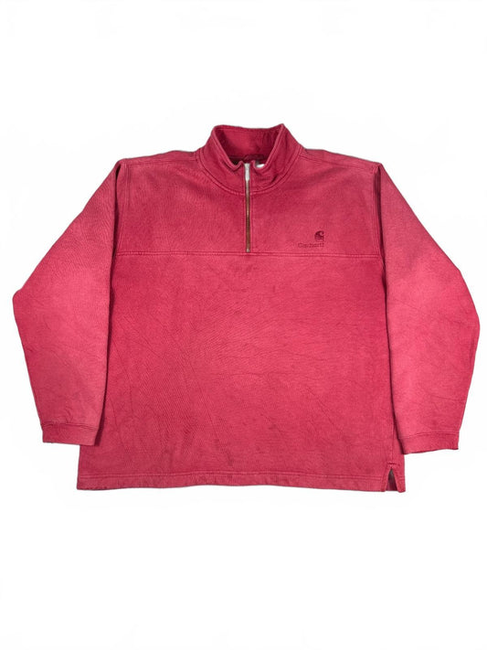 Carhartt Red Quarter Zip Pullover Sweatshirt - XL