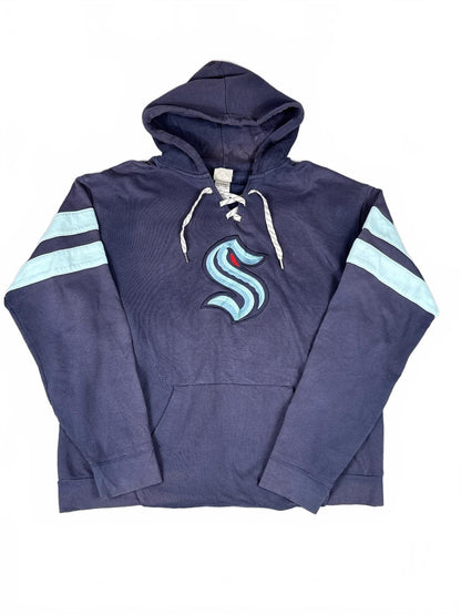 Southpaw Navy Blue Hoodie with Light Blue Stripes - 2XL