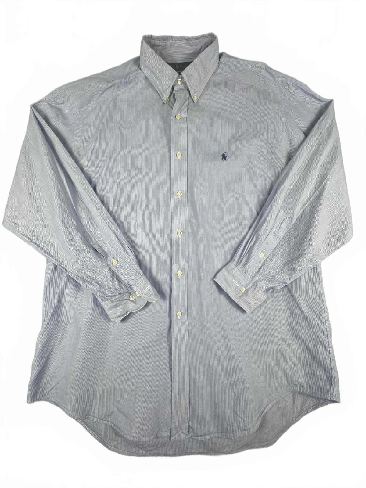 Ralph Lauren Yarmouth Blue Striped Cotton Shirt Size L