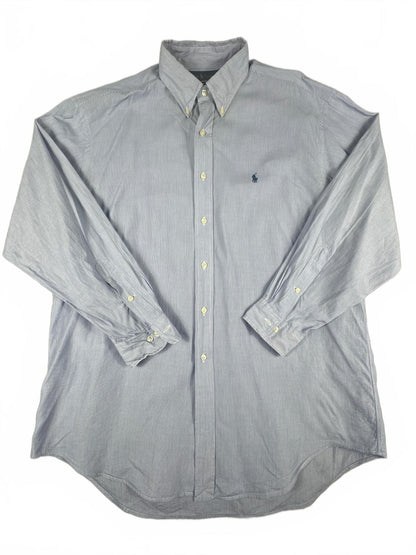Ralph Lauren Yarmouth Blue Striped Cotton Shirt Size L