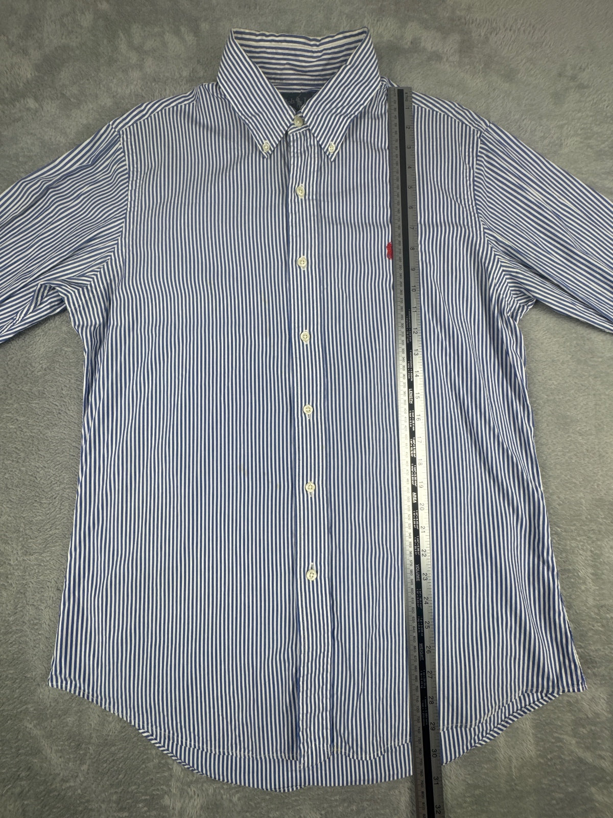 Ralph Lauren Custom Fit Blue and White Striped Shirt Size M
