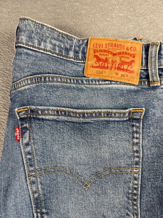 Levi's 514 Straight Fit Blue Denim Jeans W36 L32