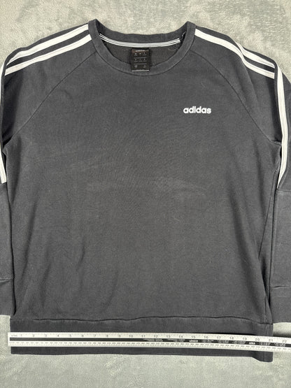 Retro Adidas Youth Black Sweatshirt with Stripes Size L16-18