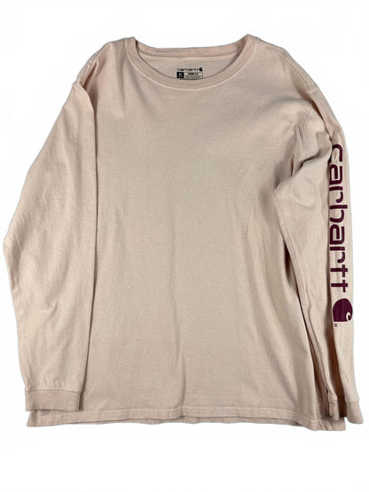 Carhartt XL Loose Fit Long Sleeve T-Shirt in Light Pink with