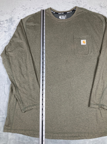 Carhartt Force Relaxed Fit Long Sleeve Olive T-Shirt 2XL